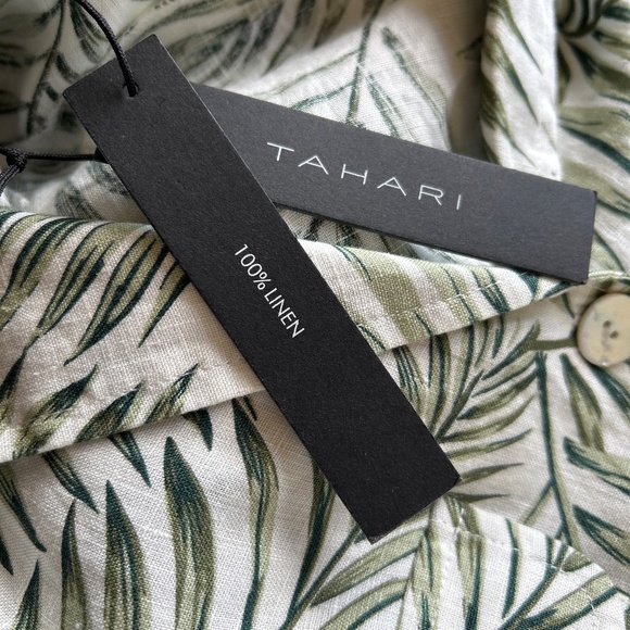 Tahari Tropical Print 100% linen Button Front - Picture 11 of 11